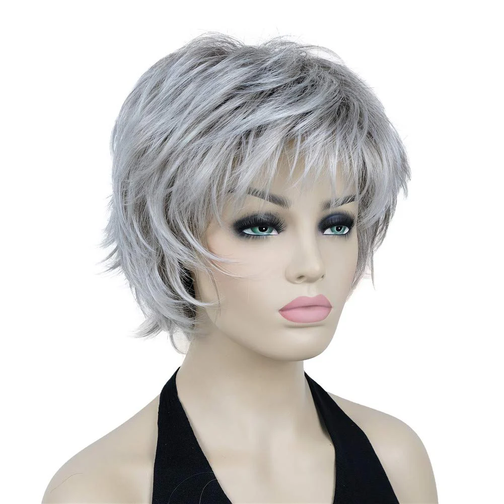 Short Layered Shaggy Synthetic Wig with Bangs - Image 43