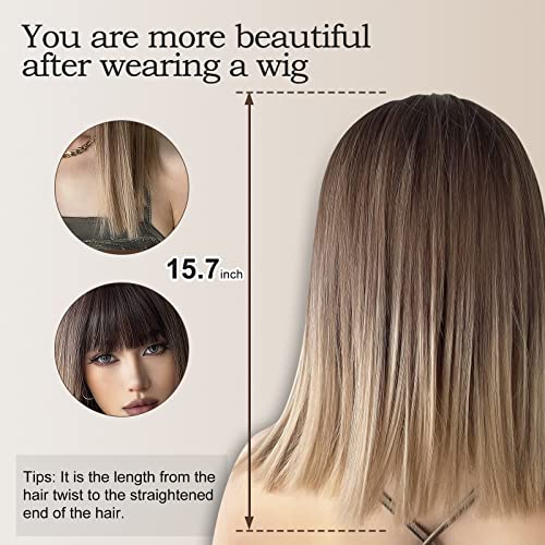 Short Ombre Blonde Wig with Light Bangs - Image 4