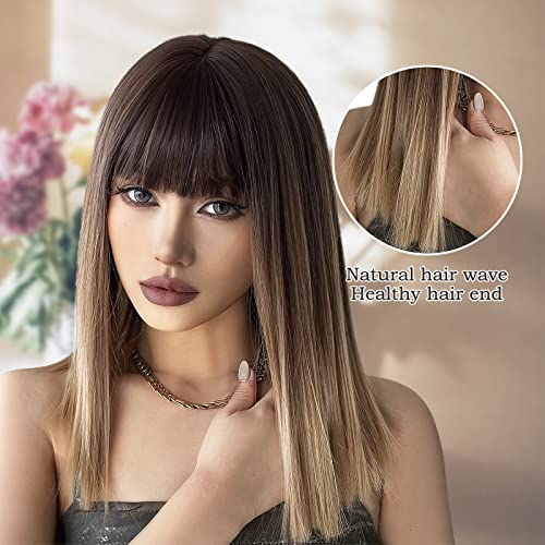 Short Ombre Blonde Wig with Light Bangs - Image 5