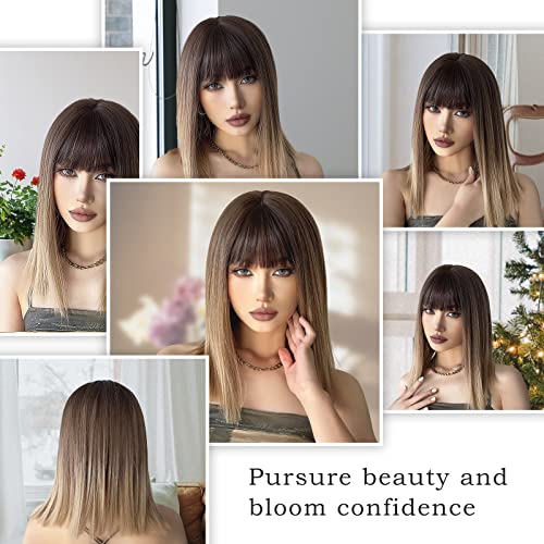 Short Ombre Blonde Wig with Light Bangs - Image 6
