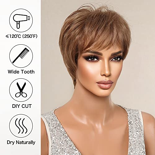 Short Pixe Cut Wig Ombre Blonde Brown - Image 10
