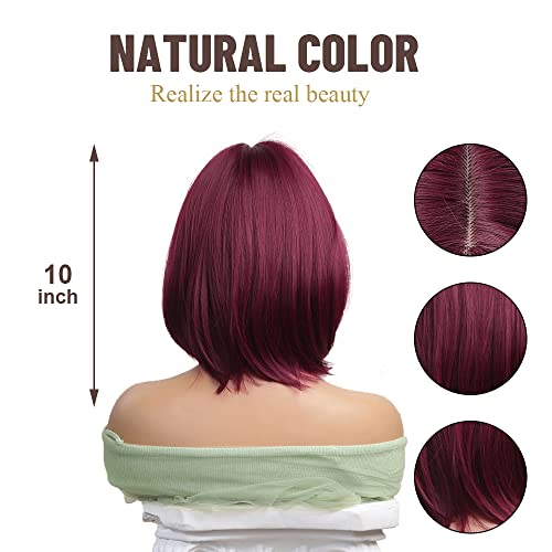Short Straight Wine Red Bob wig - Image 3