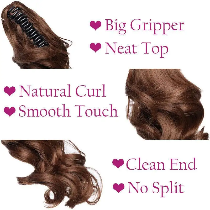 Short Wavy Synthetic Ponytail Claw Clip in Hair Extension - Image 4