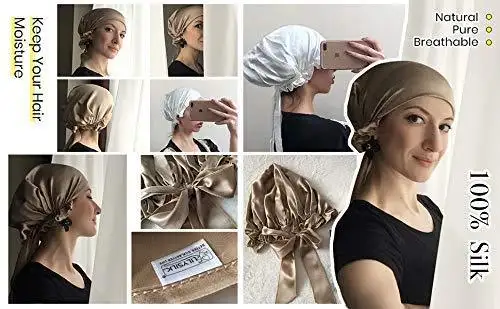 Silk Sleep Cap with Ribbons - Image 16
