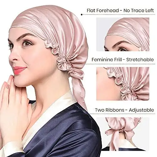 Silk Sleep Cap with Ribbons - Image 18