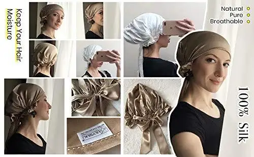 Silk Sleep Cap with Ribbons - Image 26