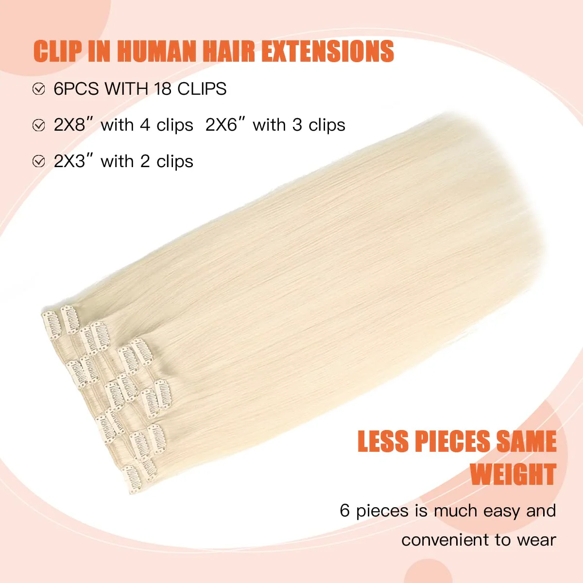 Silky Straight Human Hair Clip in Hair Extensions - Image 14