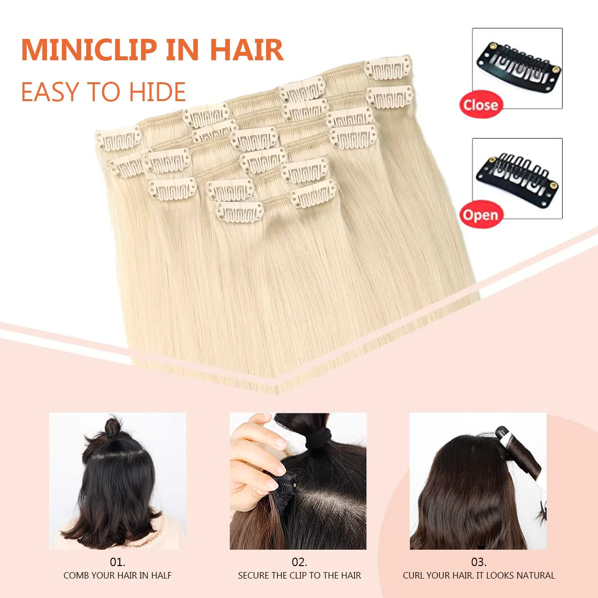 Silky Straight Human Hair Clip in Hair Extensions - Image 16