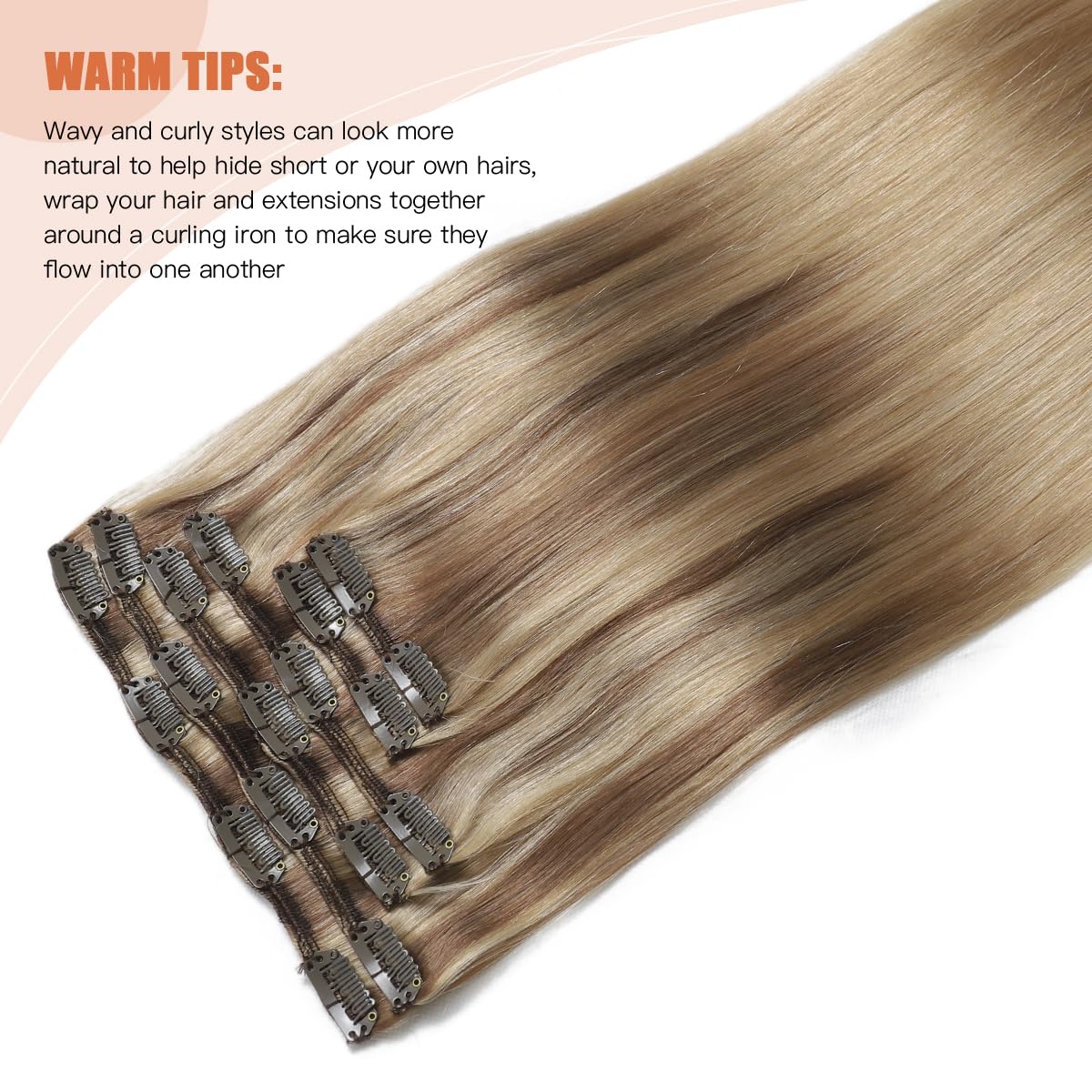 Silky Straight Human Hair Clip in Hair Extensions - Image 19
