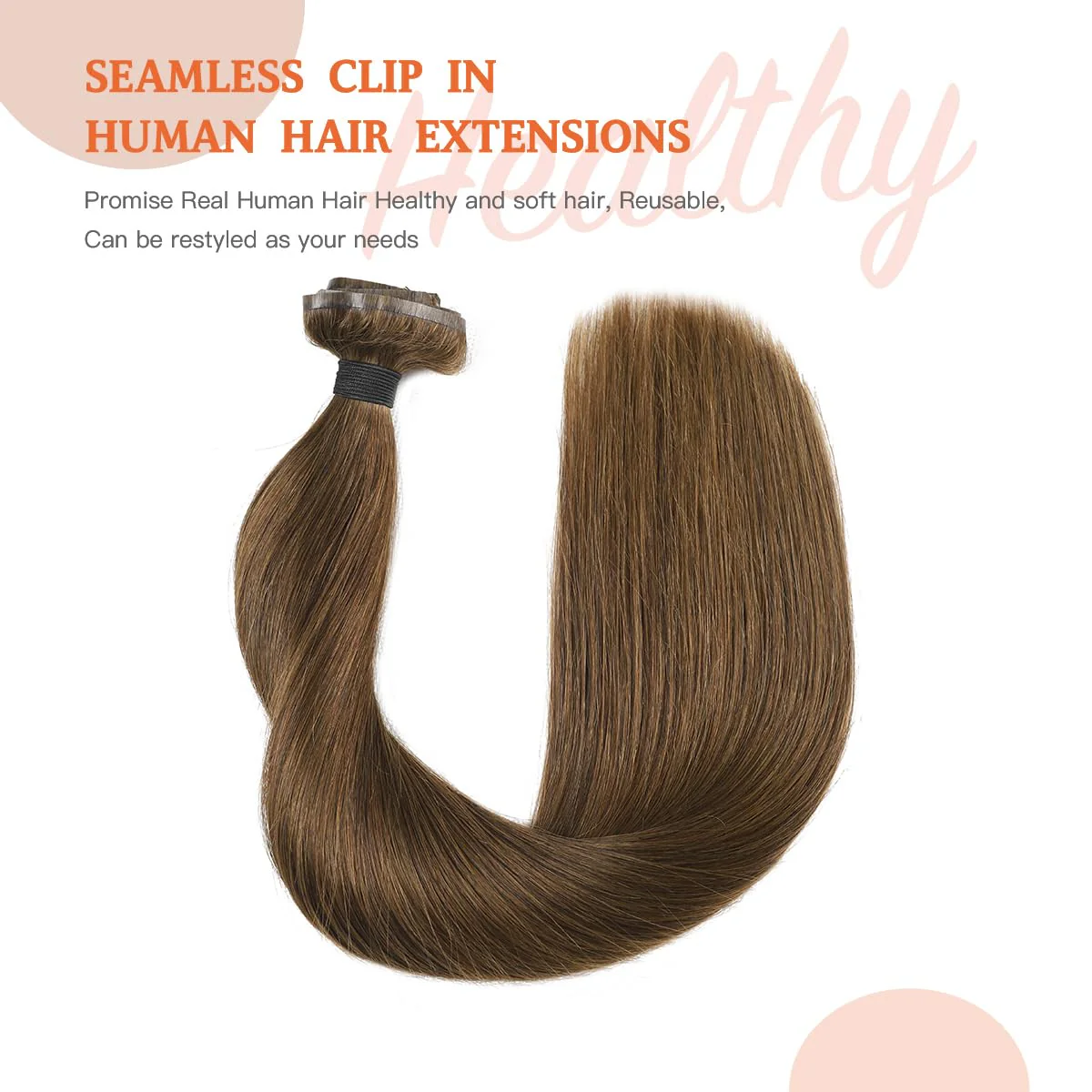 Silky Straight Human Hair Clip in Hair Extensions - Image 21