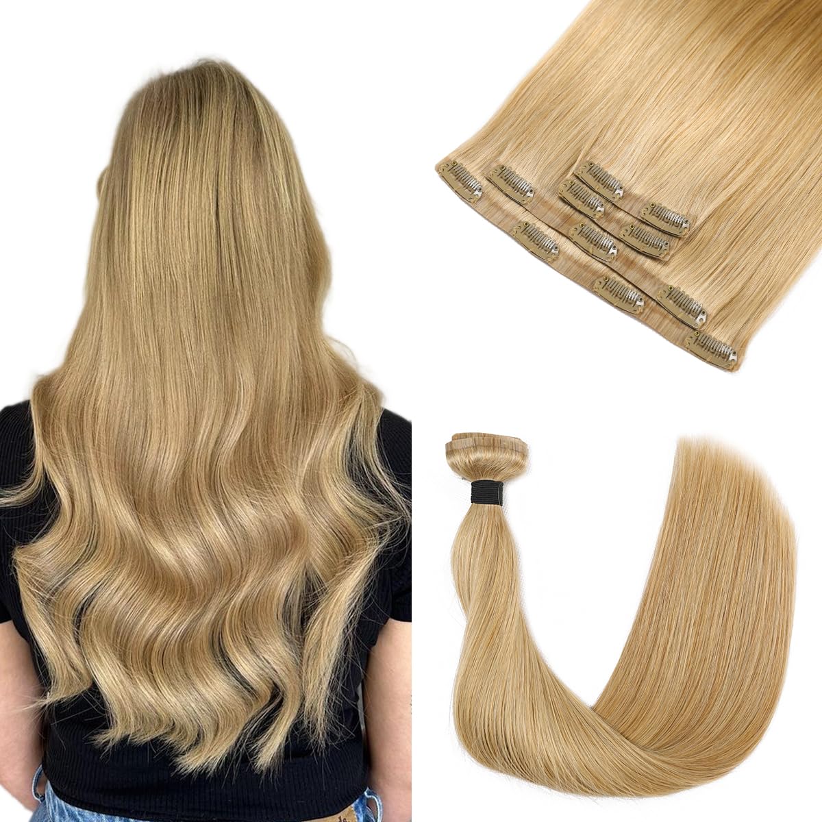 Silky Straight Human Hair Clip in Hair Extensions - Image 26