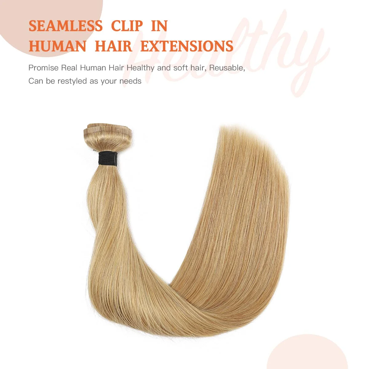 Silky Straight Human Hair Clip in Hair Extensions - Image 27