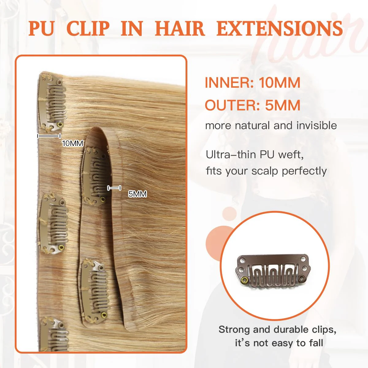 Silky Straight Human Hair Clip in Hair Extensions - Image 30