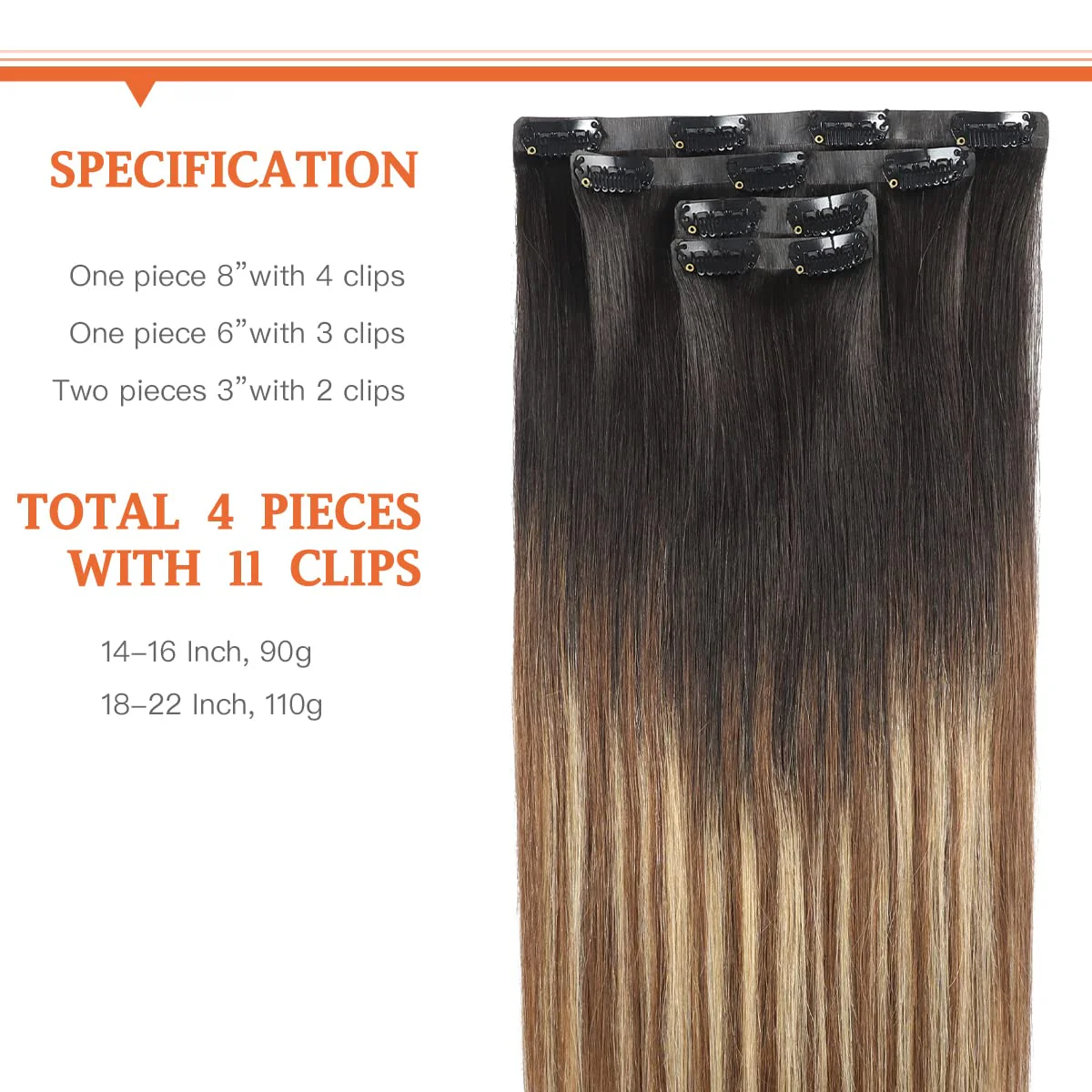 Silky Straight Human Hair Clip in Hair Extensions - Image 34