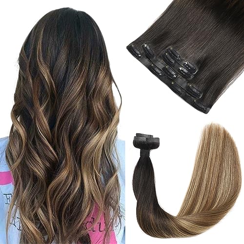 Silky Straight Human Hair Clip in Hair Extensions - Image 37