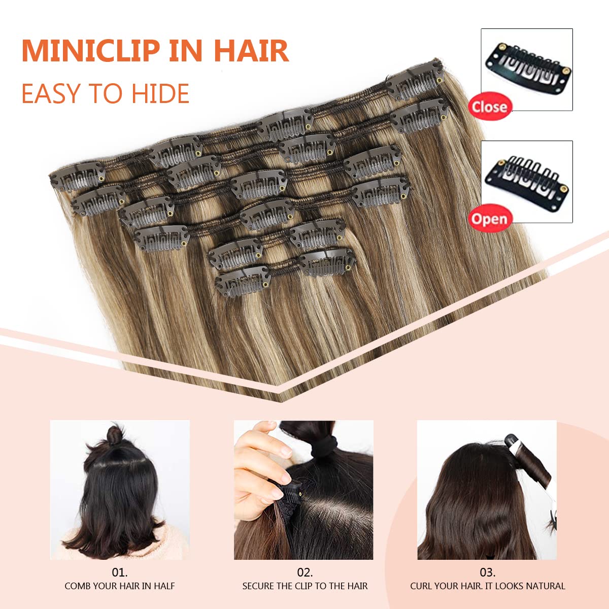 Silky Straight Human Hair Clip in Hair Extensions - Image 4
