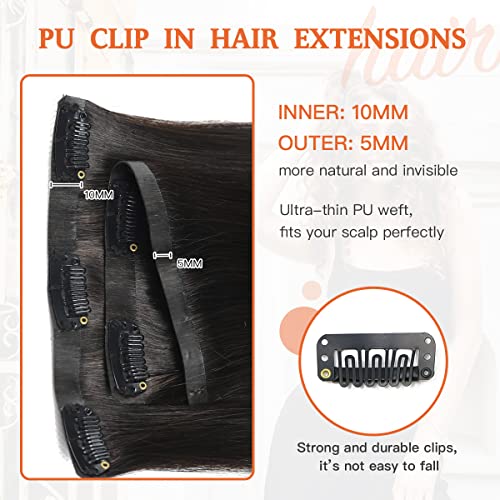 Silky Straight Human Hair Clip in Hair Extensions - Image 41