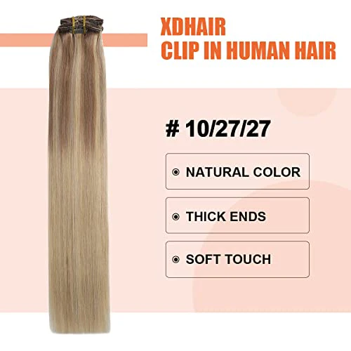 Silky Straight Human Hair Clip in Hair Extensions - Image 44