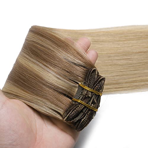 Silky Straight Human Hair Clip in Hair Extensions - Image 46