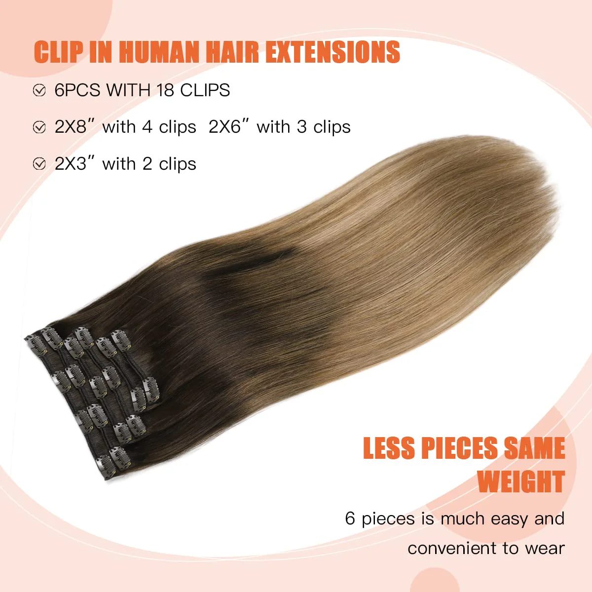 Silky Straight Human Hair Clip in Hair Extensions - Image 51