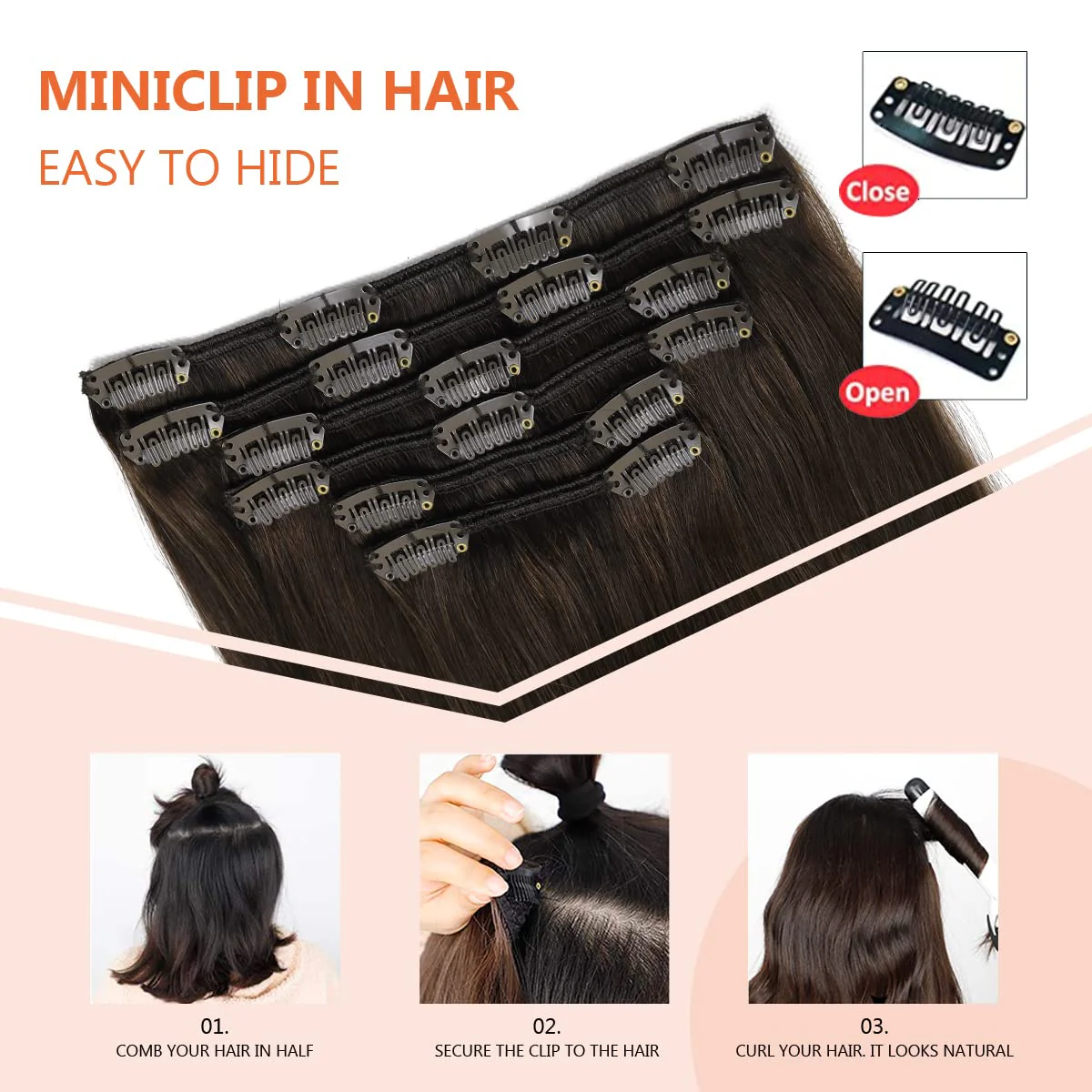 Silky Straight Human Hair Clip in Hair Extensions - Image 53