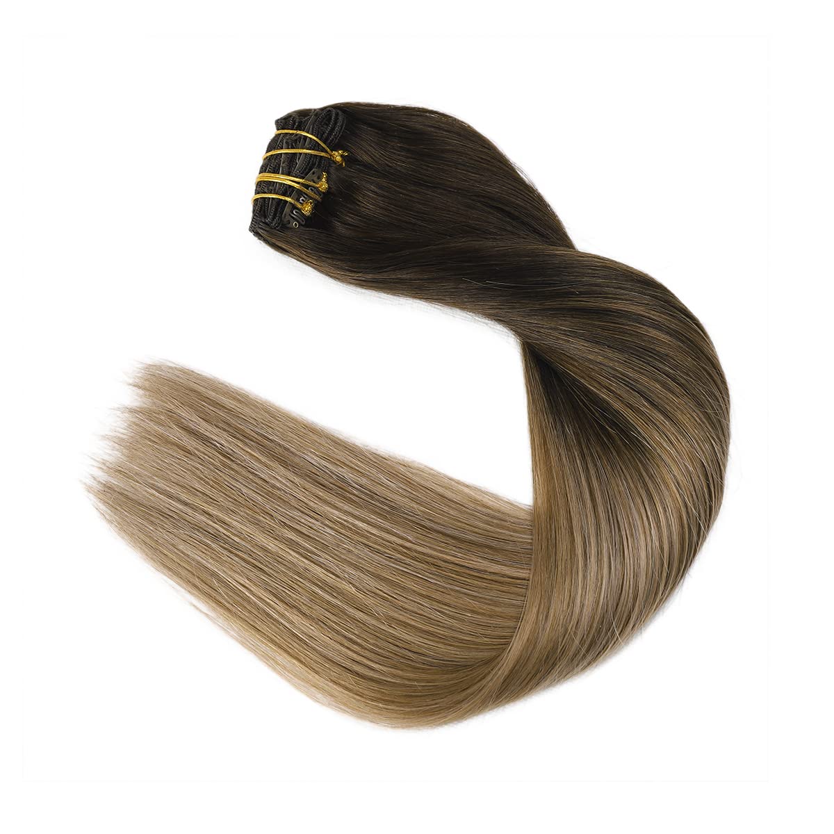 Silky Straight Human Hair Clip in Hair Extensions - Image 54