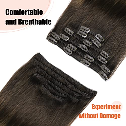 Silky Straight Human Hair Clip in Hair Extensions - Image 59