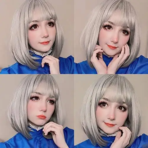Silver Grey Bob with Flat Bangs - Image 2