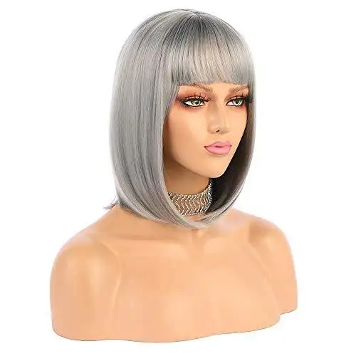 Silver Grey Bob with Flat Bangs - Image 3