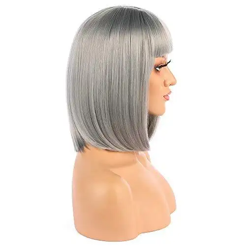 Silver Grey Bob with Flat Bangs - Image 4