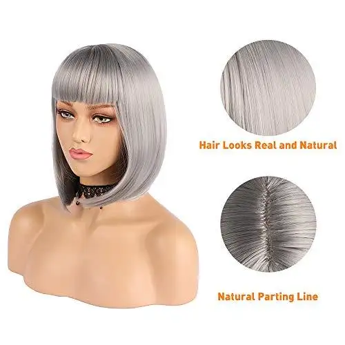 Silver Grey Bob with Flat Bangs - Image 5