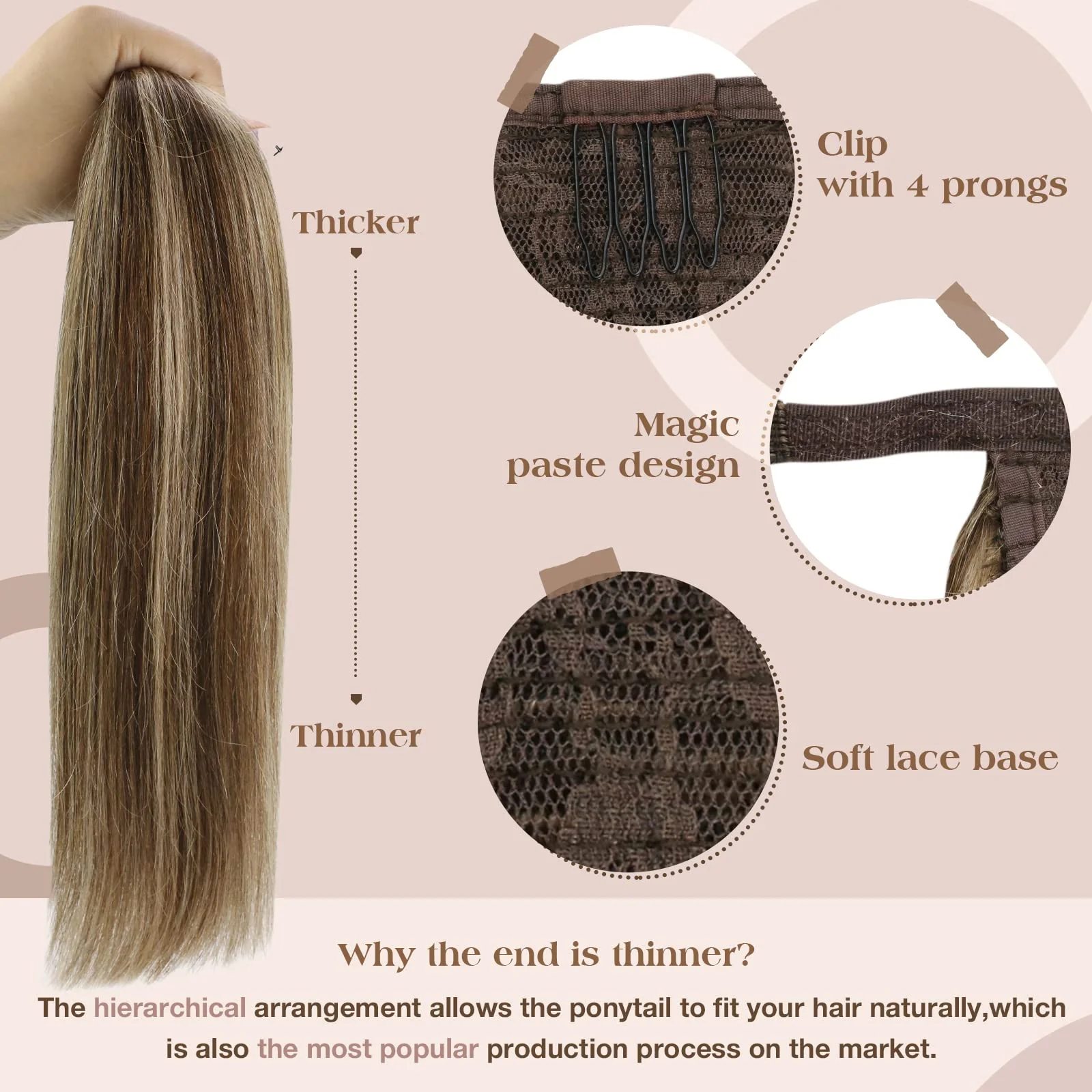 Soft Human Hair Ponytail Extension - Image 100