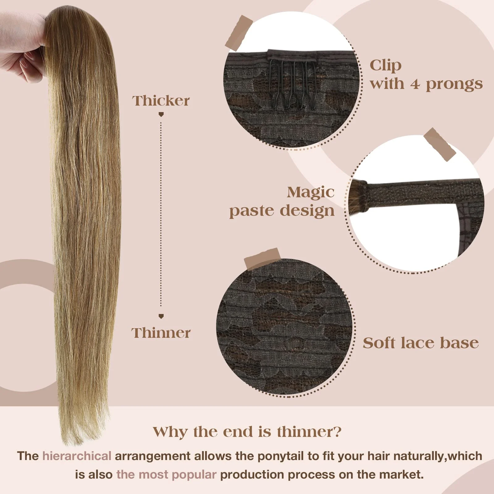 Soft Human Hair Ponytail Extension - Image 108