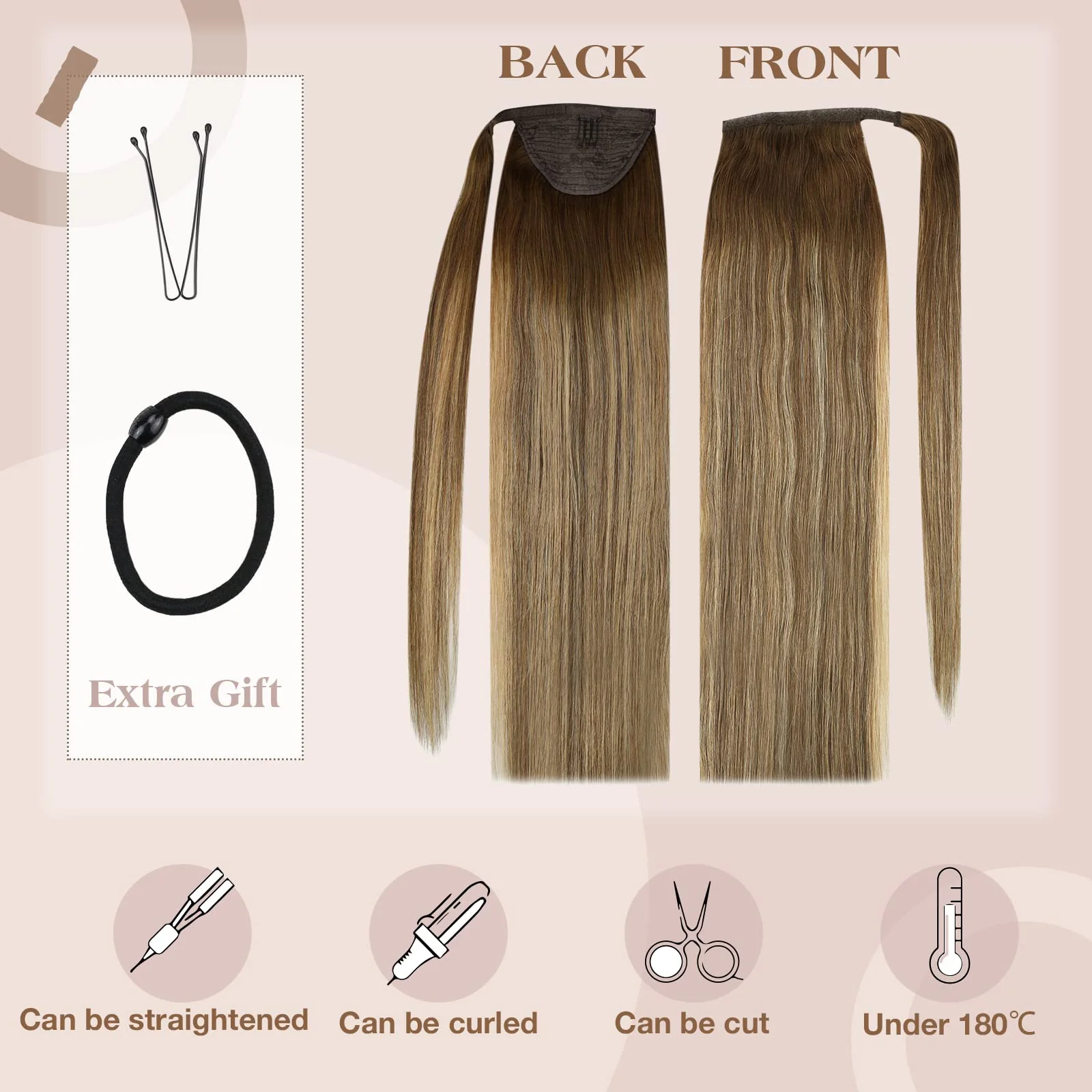 Soft Human Hair Ponytail Extension - Image 109