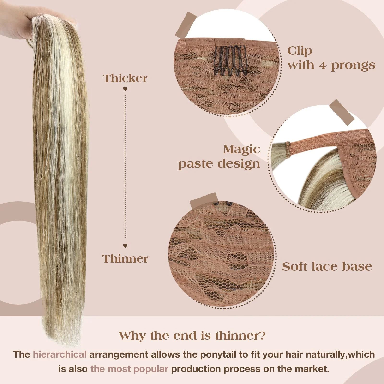 Soft Human Hair Ponytail Extension - Image 116