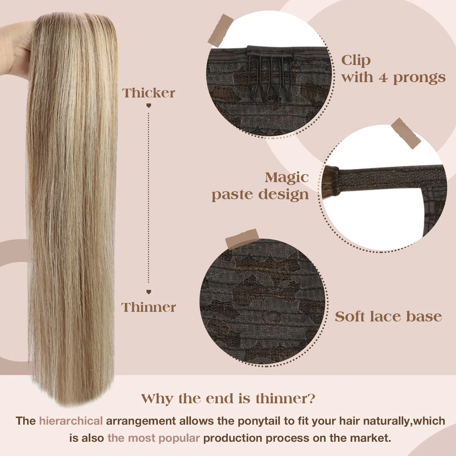 Soft Human Hair Ponytail Extension - Image 123