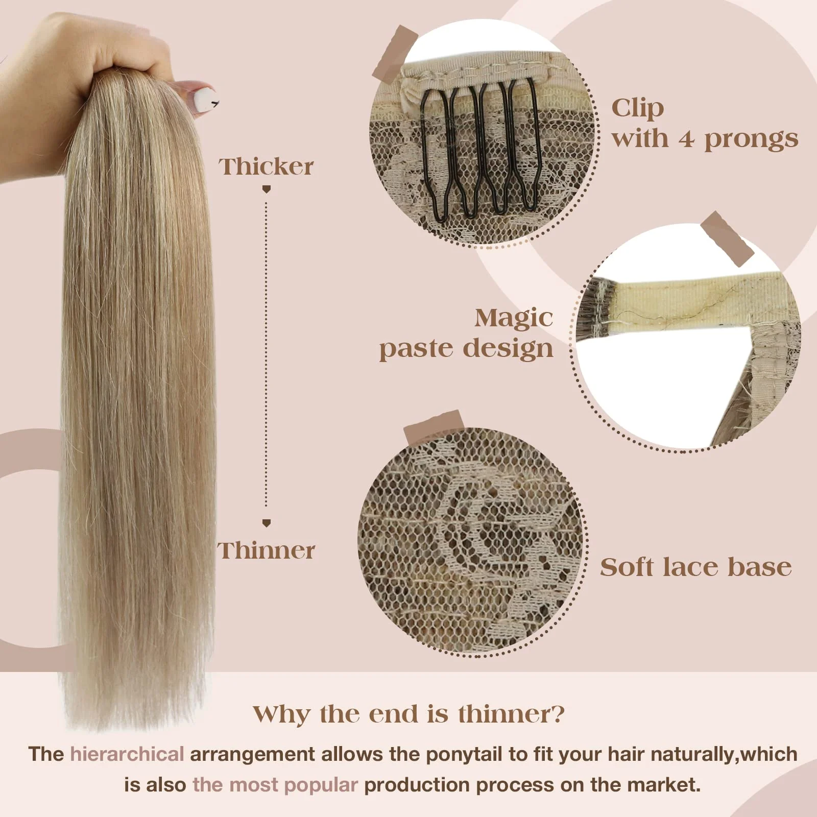 Soft Human Hair Ponytail Extension - Image 128