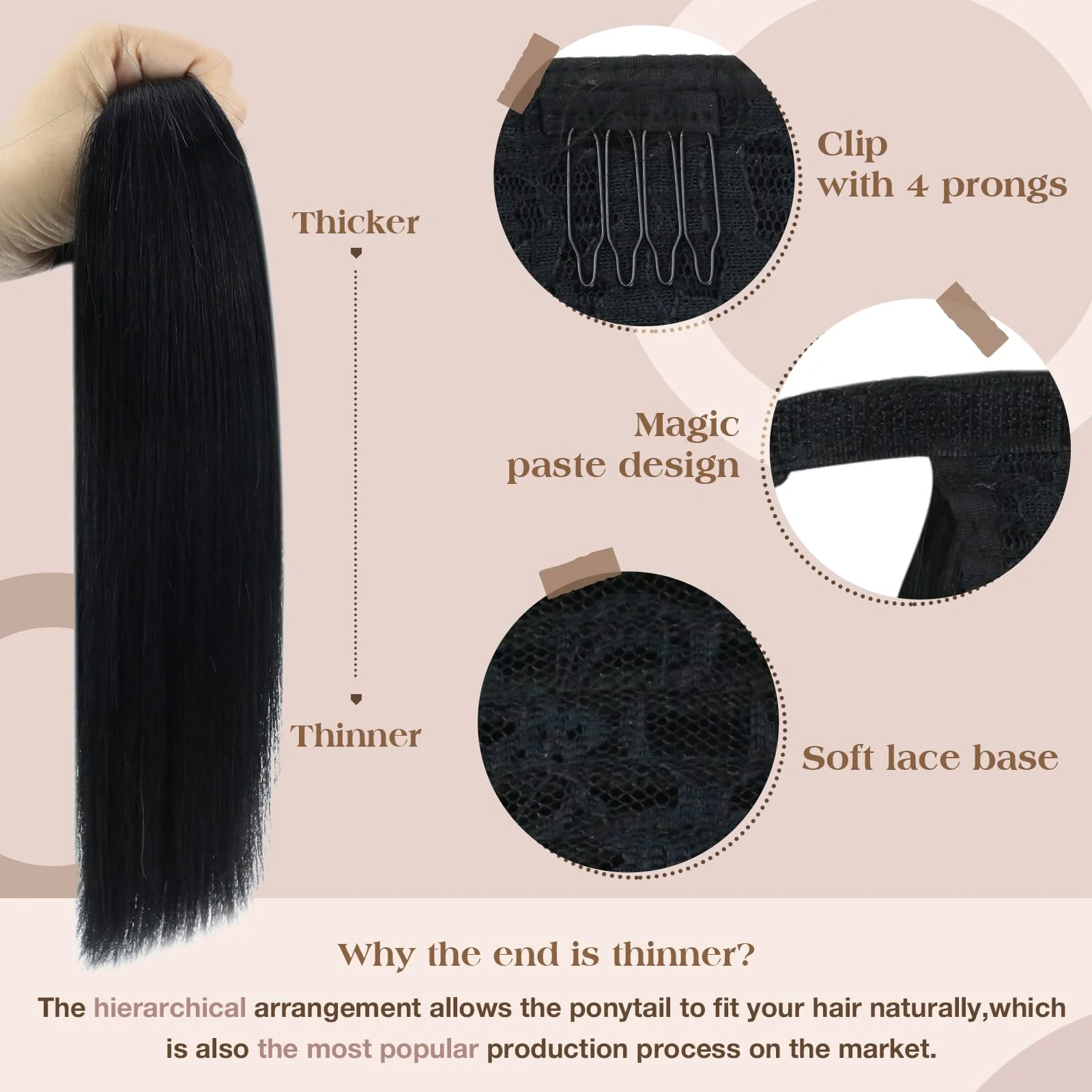 Soft Human Hair Ponytail Extension - Image 78