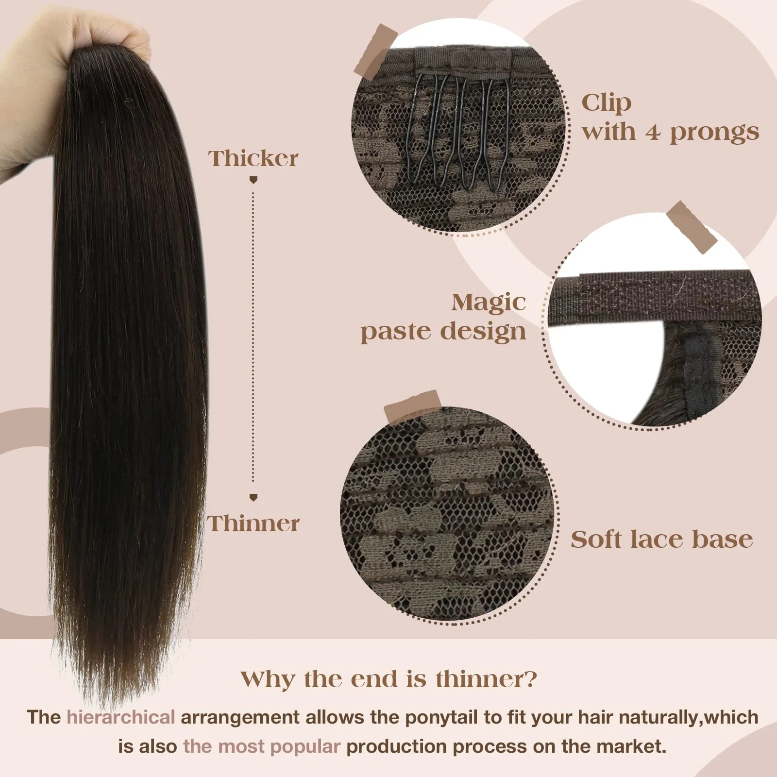 Soft Human Hair Ponytail Extension - Image 94