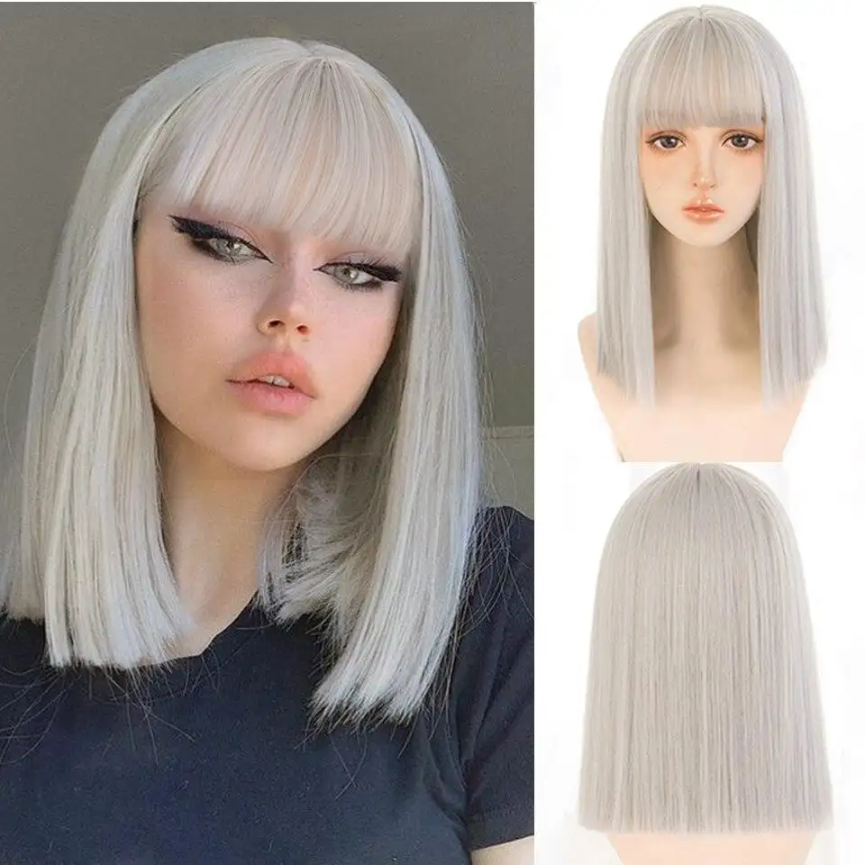 Straight Bob wig with bangs - Image 4