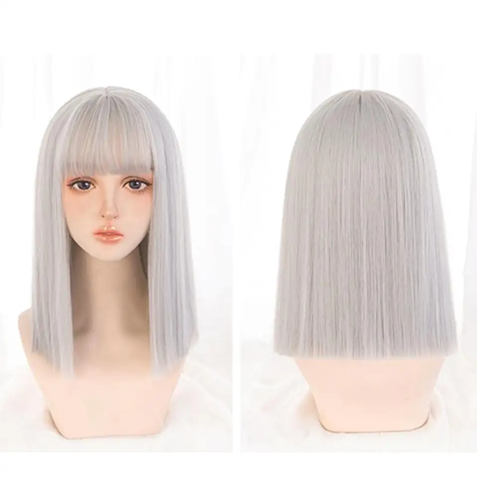 Straight Bob wig with bangs - Image 6