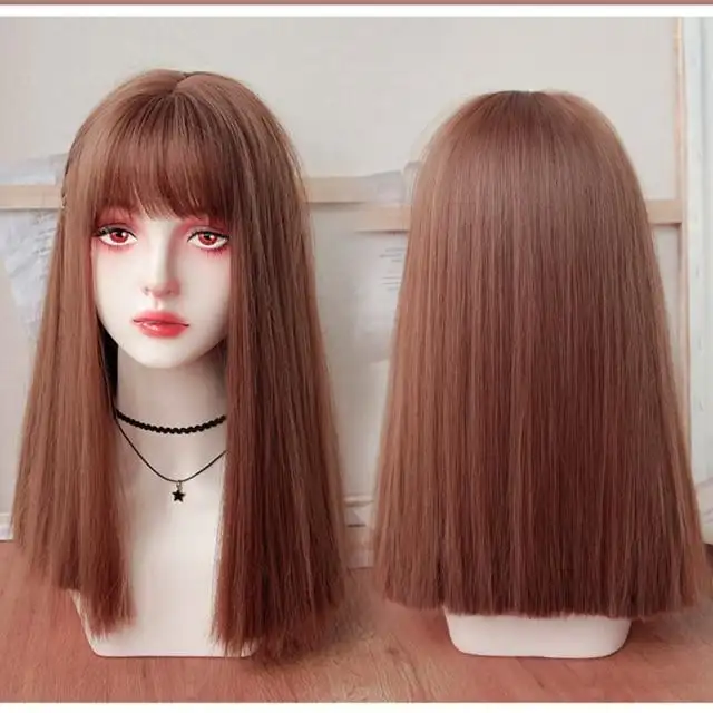 Straight Bob wig with bangs - Image 9