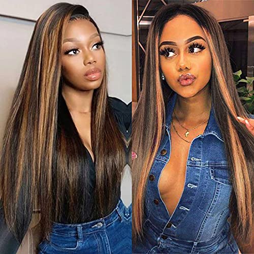 Straight Long Ombre Brown wig with middle part - Image 13