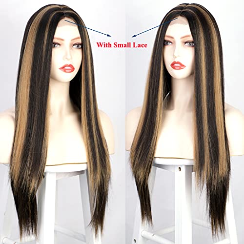 Straight Long Ombre Brown wig with middle part - Image 15