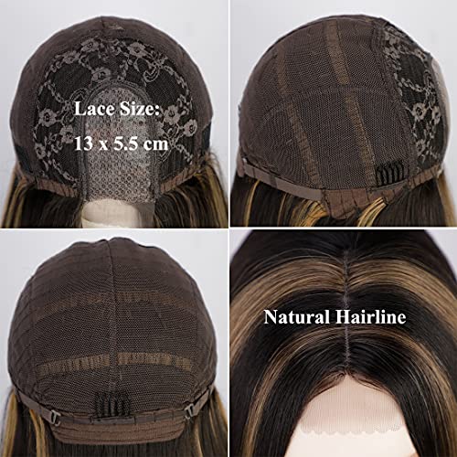 Straight Long Ombre Brown wig with middle part - Image 18