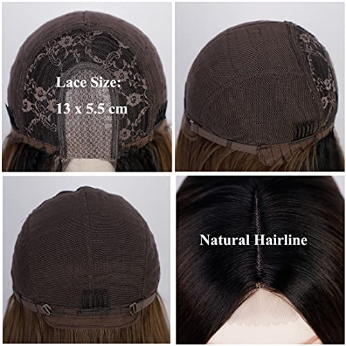Straight Long Ombre Brown wig with middle part - Image 2