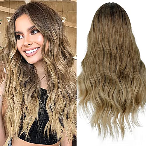 Straight Long Ombre Brown wig with middle part - Image 25