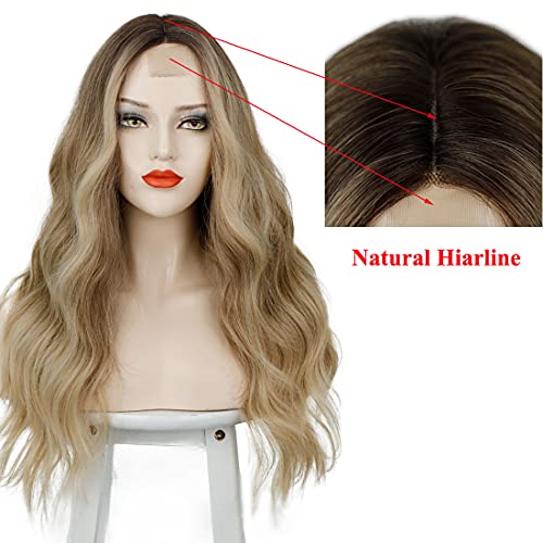 Straight Long Ombre Brown wig with middle part - Image 26