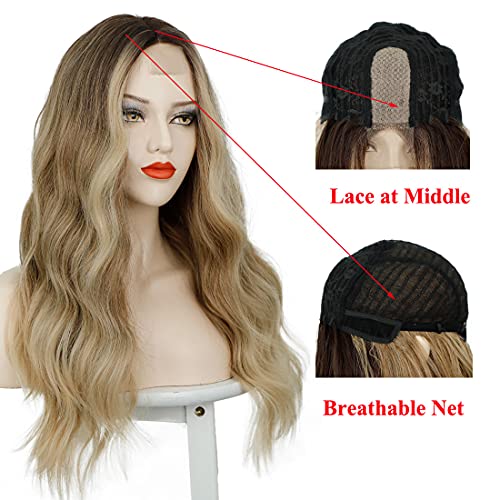 Straight Long Ombre Brown wig with middle part - Image 27