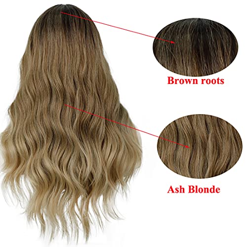 Straight Long Ombre Brown wig with middle part - Image 28